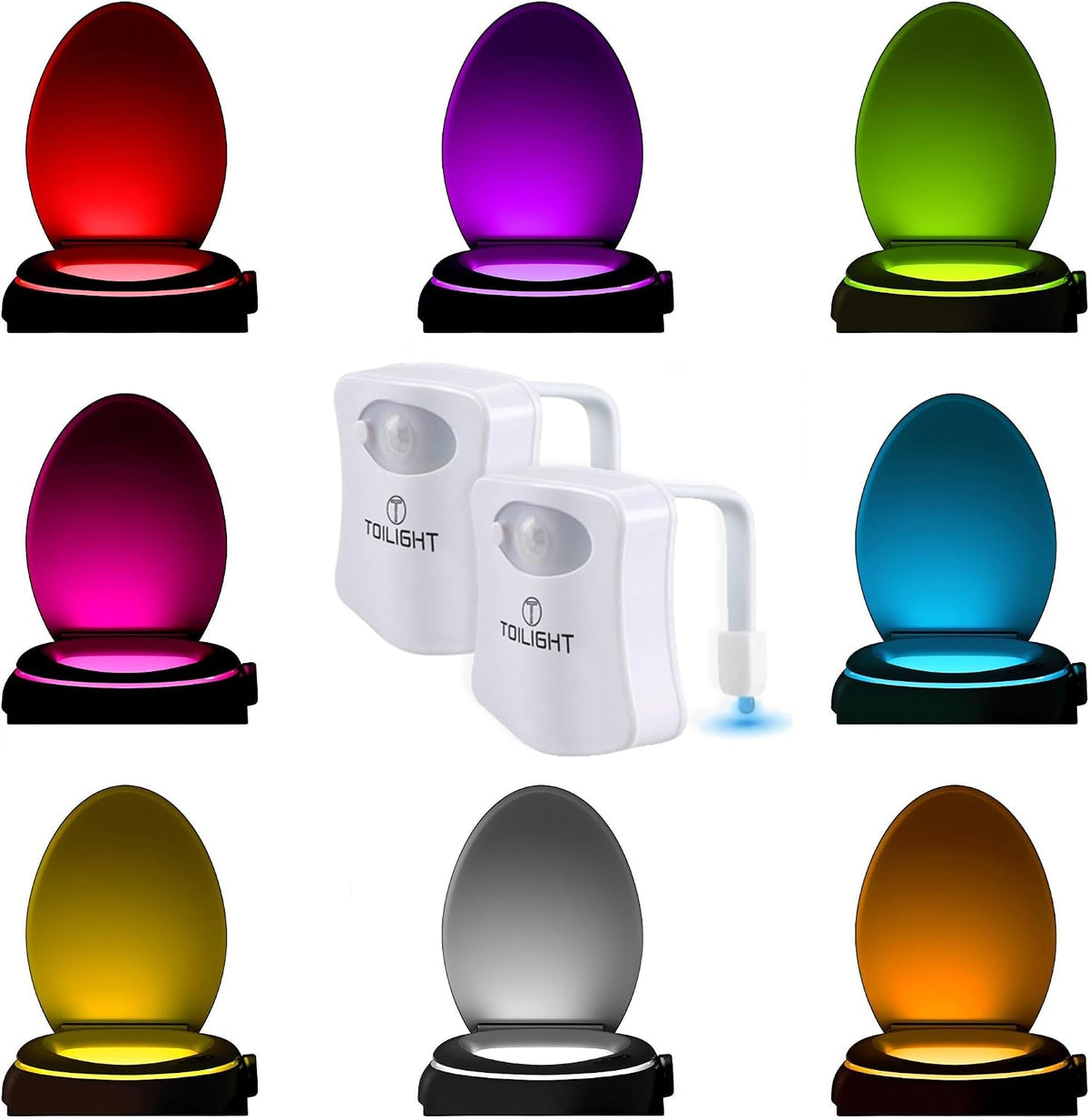 ToiLight 2 Pack. The Original Toilet Bowl Night Light. Fun & Useful Bathroom Motion Sensor Tech Gadget. Funny Novelty Birthday Gift Idea. Stocking Stuffer for Him, Her, Guys, Men, Brother, Mom