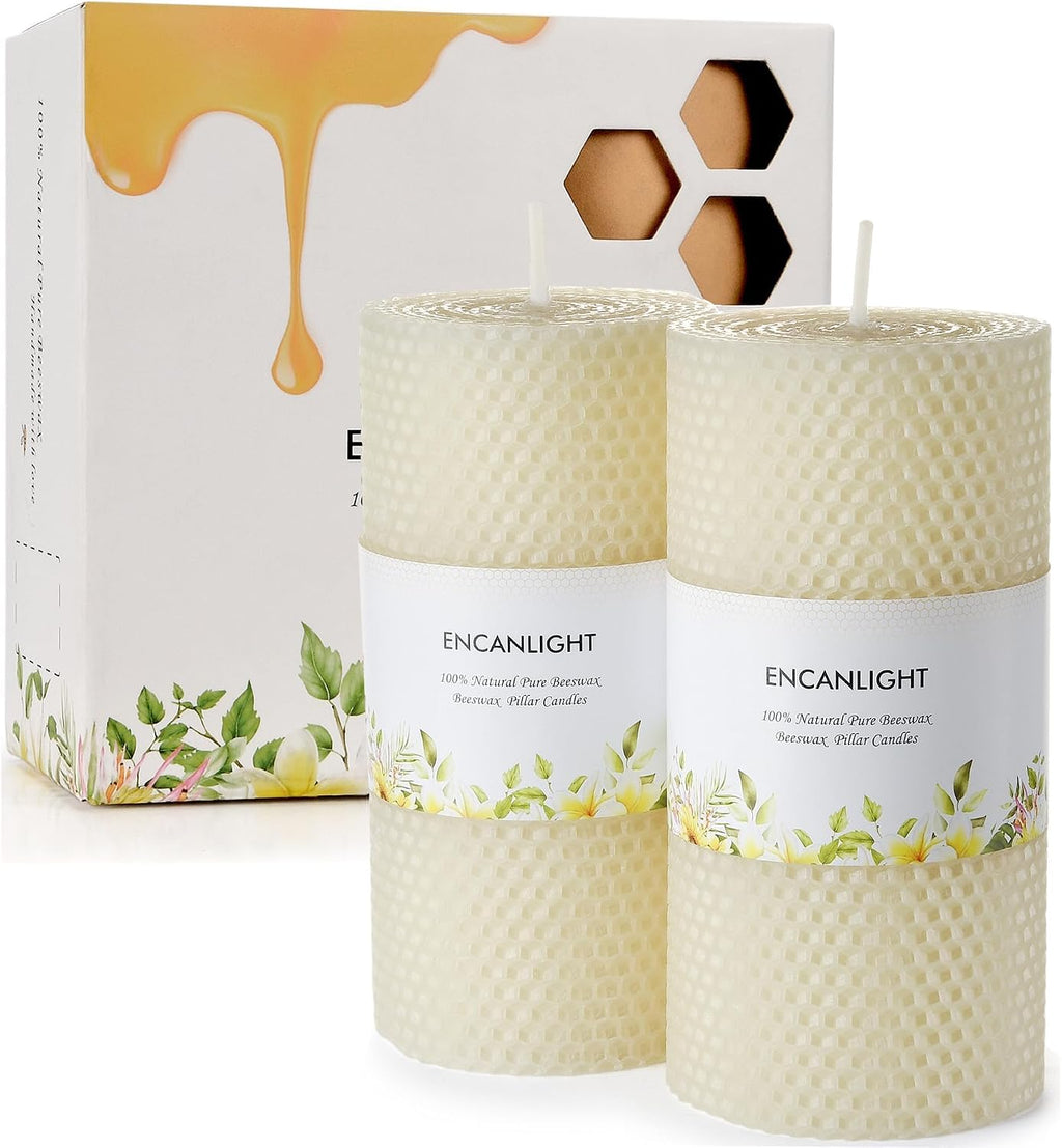 3x6 Inch Pure Natural White Honeycamb Beewaxs Pillar Candle Rolled Candles