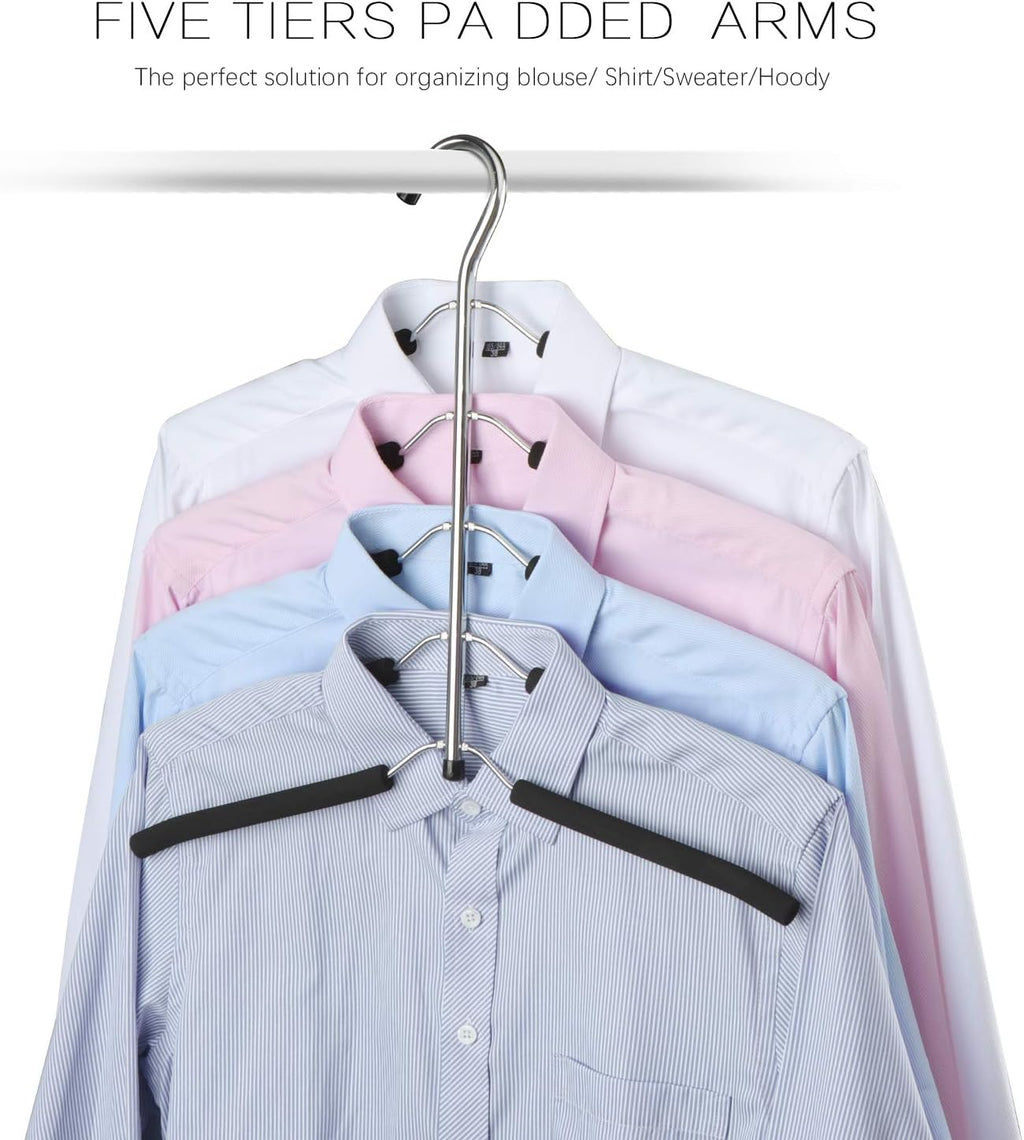 DOIOWN Blouse & Shirt Hangers - Non Slip Space Saving Stainless Steel Closet Organizer (2 Pack)
