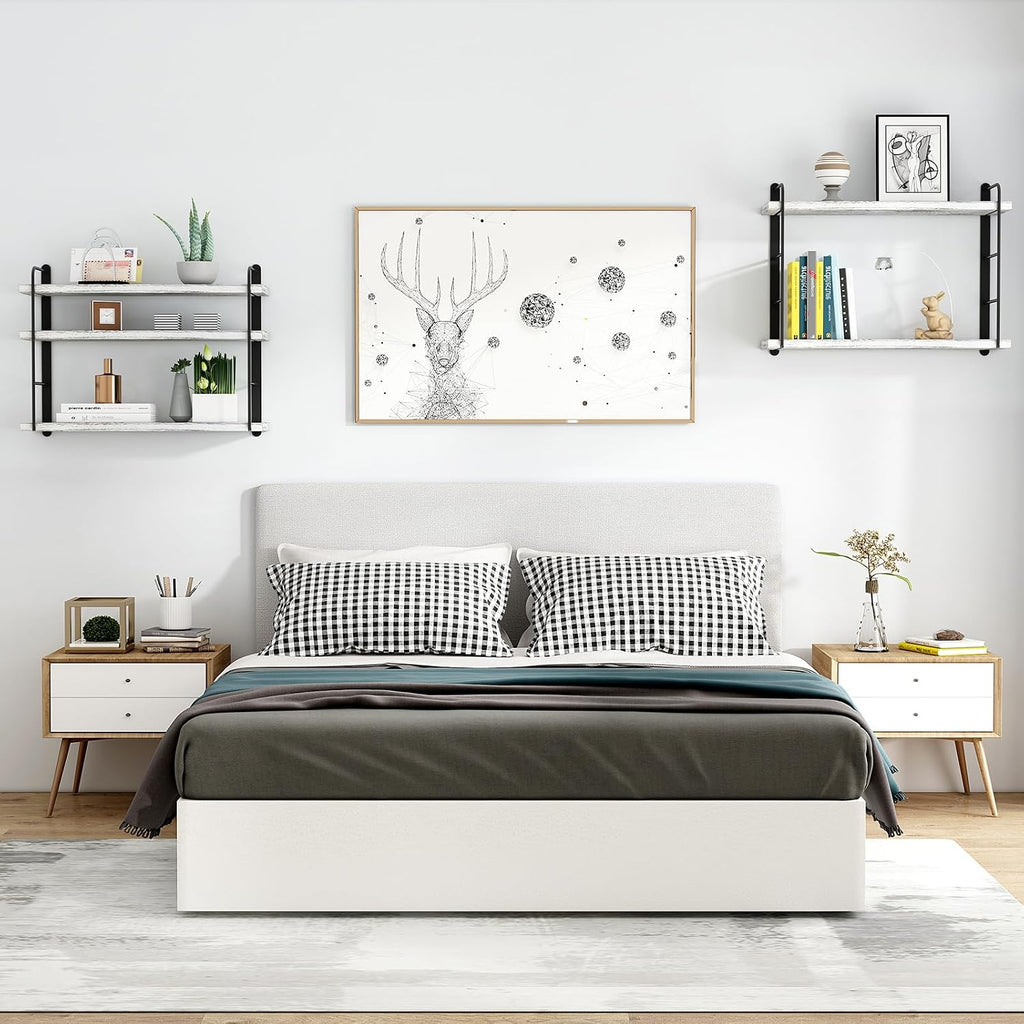 Shelves on Wall, Floating Bookshelves, Shelves for Room Wall (Washed White)