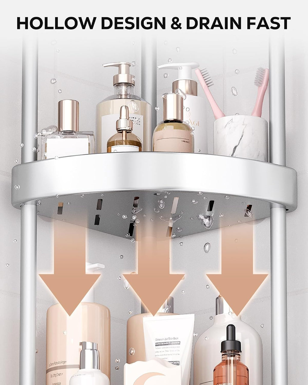 Nieifi 5 Tier Aluminum Corner Shower Caddy Standing-Rustproof-Silver