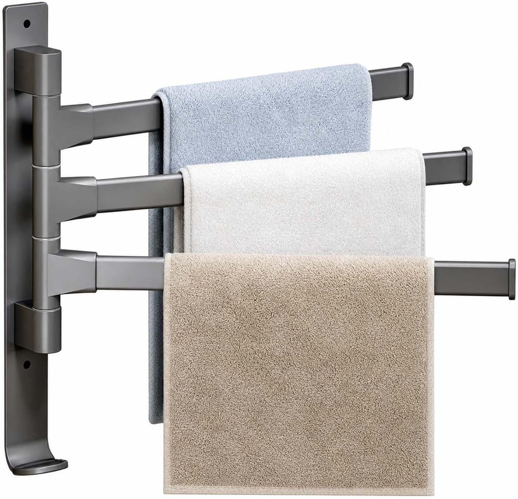 Wall Mounted Swivel Towel Rack No Drill for Bath Small Space Renters