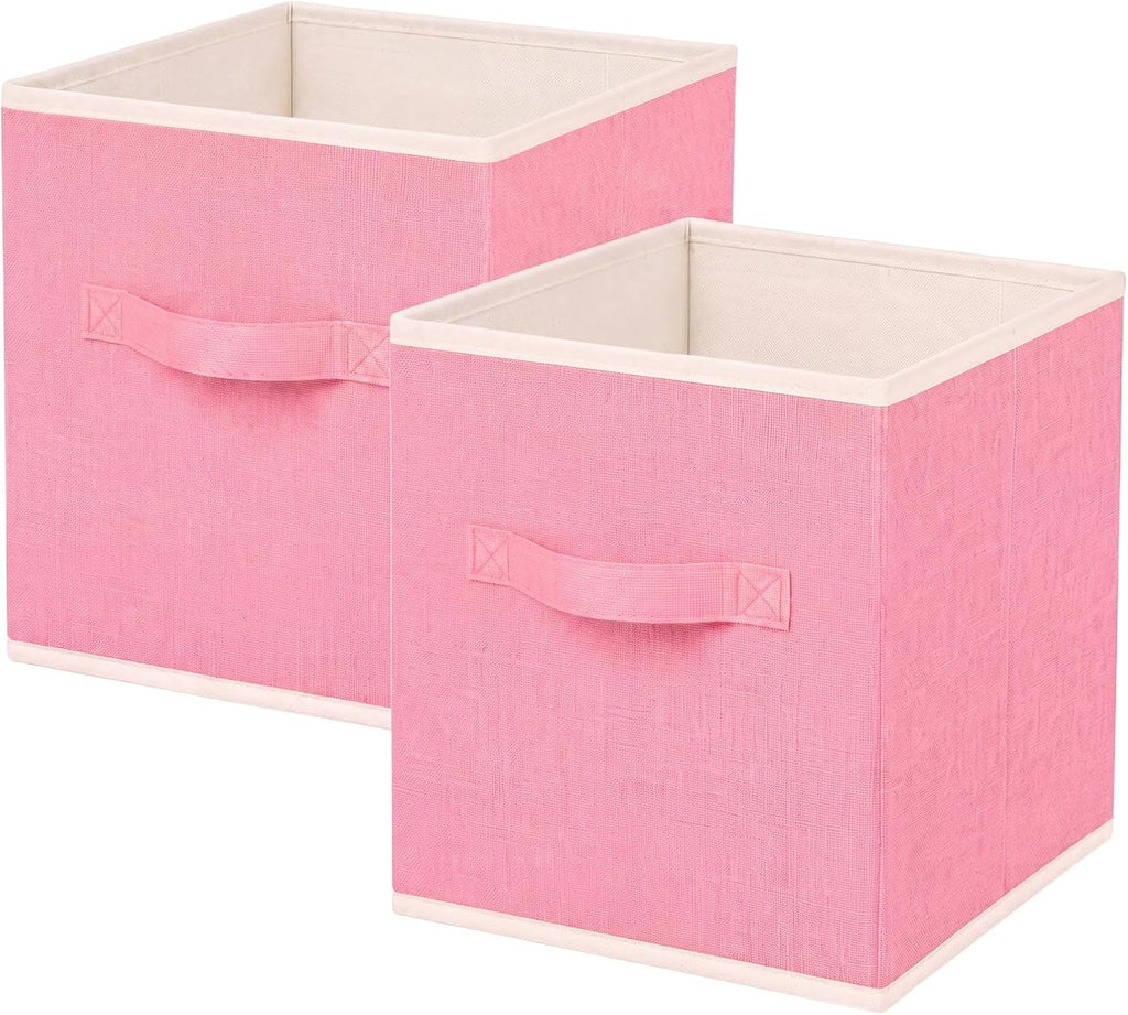 ShellKingdom Storage Bins, Foldable Linen Storage Cubes, 2 Pack (Peach)