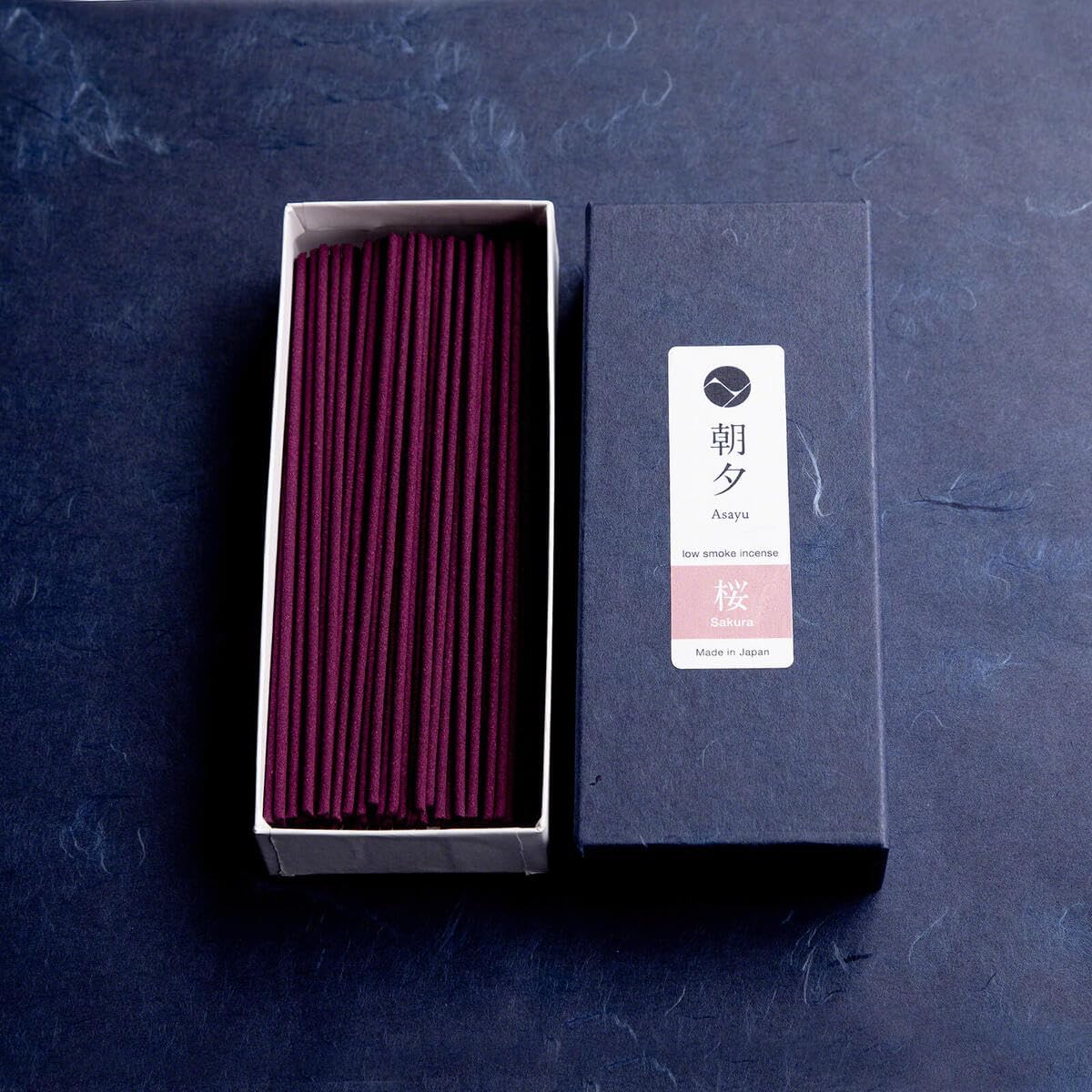 Asayu Japan Sakura Incense Gift Set with White Lotus Holder, Low Smoke