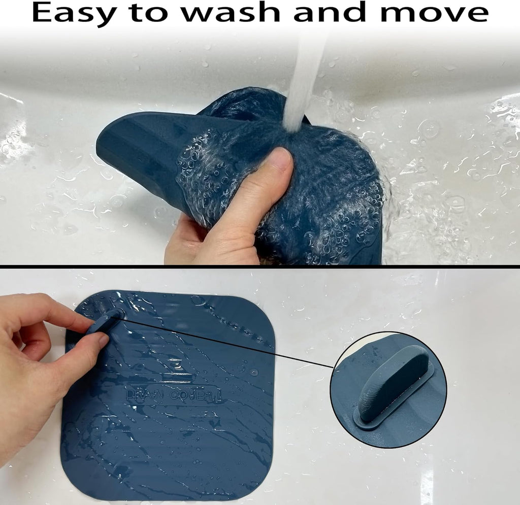 2 Pcs Blue Shower Drain Cover Tub Stopper(5.9 x 5.9 Inch)