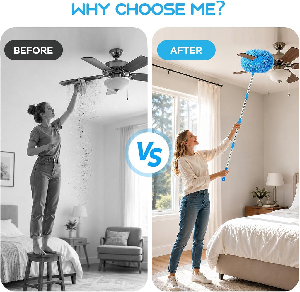 Yang Gien Ceiling Fan Cleaner Duster, Adjustable Duster with Extension Pole
