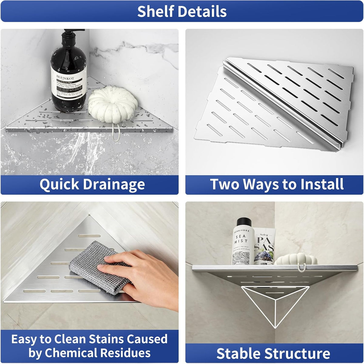 Corner Shower Shelf 10" Brushed