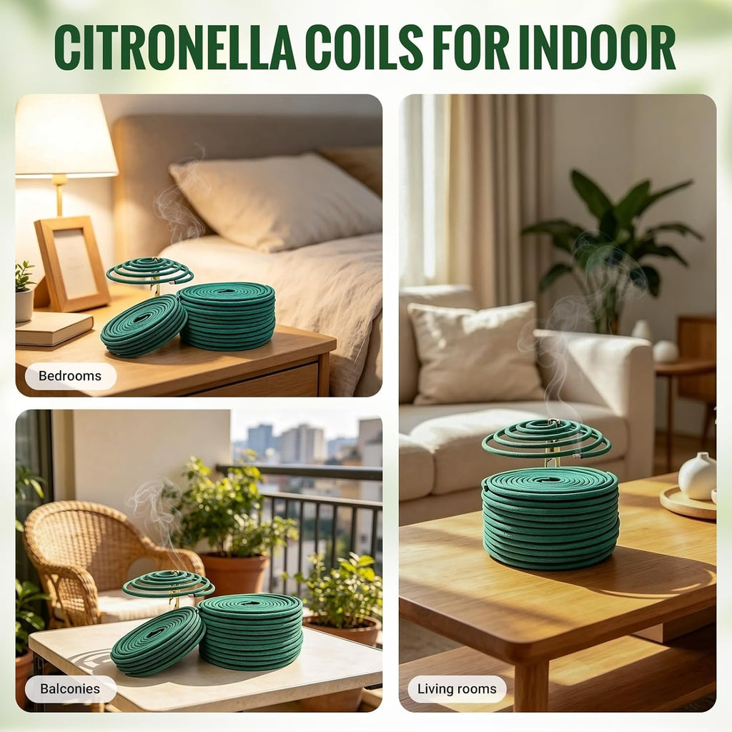 Citronella Coils 48 PCS – Citronella Incense Coil with Holder, Citronella Incense Coils Outdoor for Home Outside, Pool Side, Patio, Camping, Porches, Courtyards – Long Lasting Natural Scent