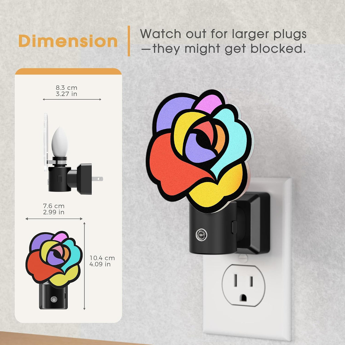 Briignite Flower Night Light, Decorative Rose Night Lights Plug into Wall