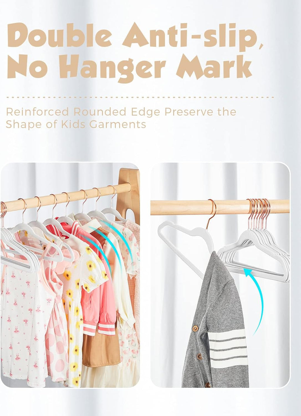 Smartor Kids Velvet Hangers 100 Pack, 14 Inch Non Slip Felt Hangers, White