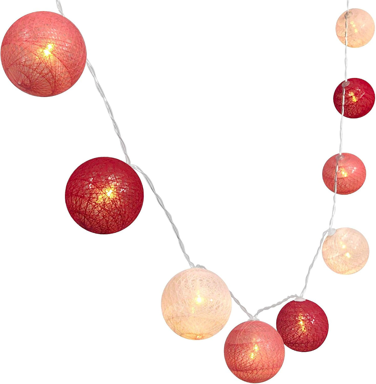 3M/10Ft 30 Red White Ball LED Battery Operated String Fairy Light