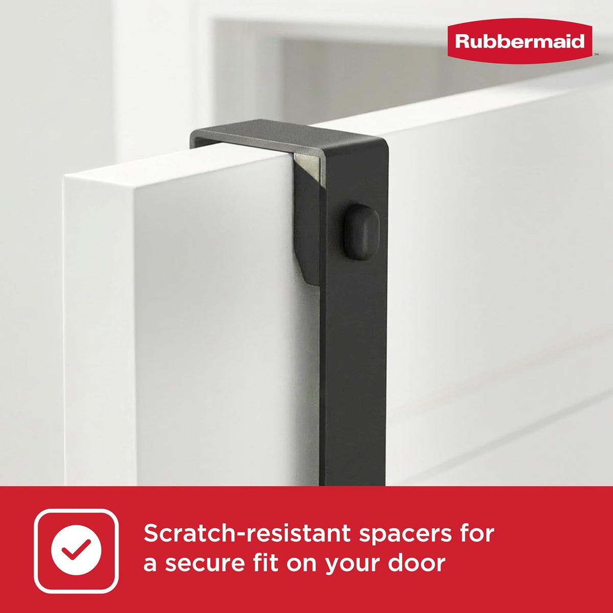 Rubbermaid Over the Door Hook Rack with 5 Double Hooks, No Drill Needed, for Towels, Robes, Hanging Accessories in Bathroom, Bedroom, Closet, Dorm, Gray
