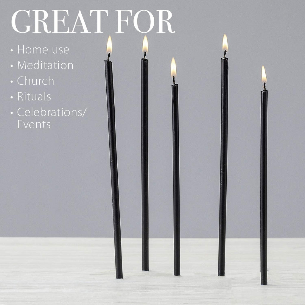 Danilovo Thin Taper Beeswax Candles - Honey-Scented, Decorative Candles Ideal for Birthday Decoration or Church Prayers - Black Drip Free, Tall & Smokeless Pack of 350 pcs, 6.3 x 0.2 inch