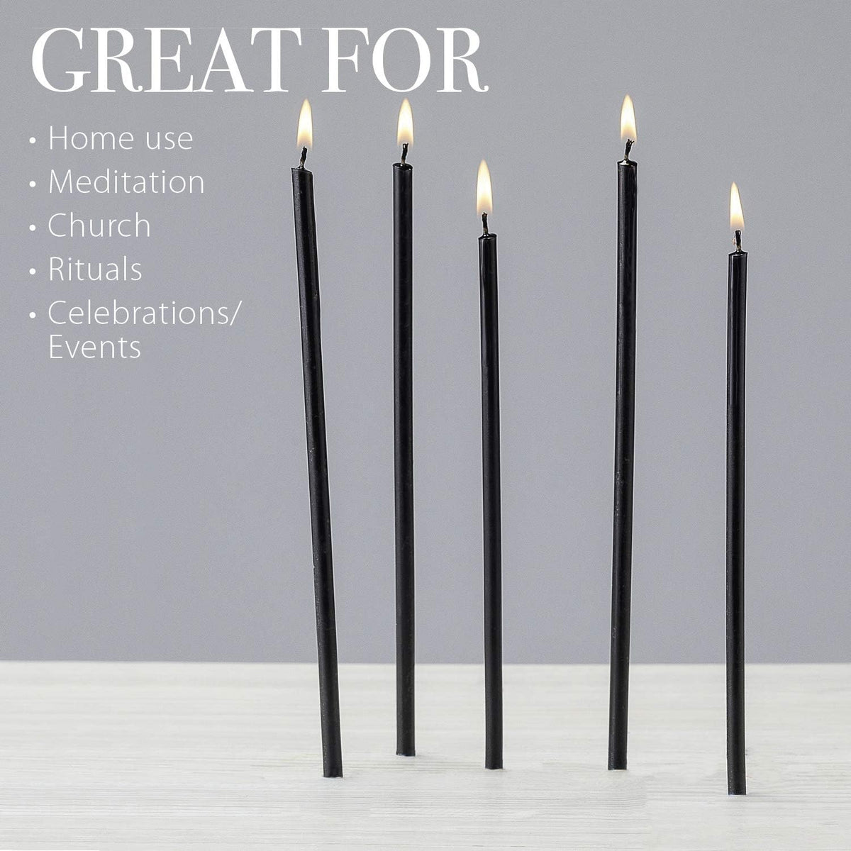 Danilovo Thin Taper Beeswax Candles - Honey-Scented, Decorative Candles Ideal for Birthday Decoration or Church Prayers - Black Drip Free, Tall & Smokeless Pack of 350 pcs, 6.3 x 0.2 inch
