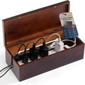 Solid Wood Cable Management Box - Large Cord Management Box Organizer; Cord Hiding Box for Desk; Wooden Storage for Chargers, Charging Station; Surge Protector, Power Strip