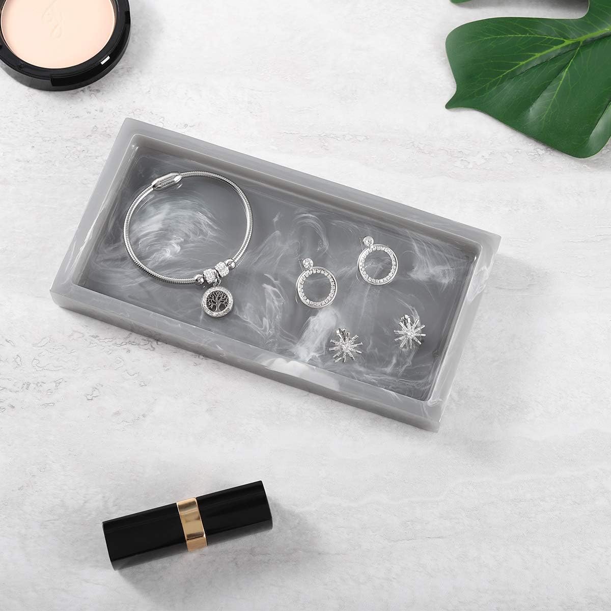Luxspire Resin Bathroom Vanity Tray Countertop Organizer, Mini, Ink Gray