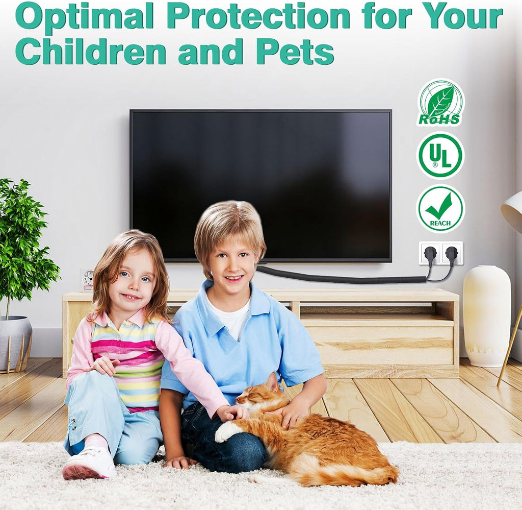 UOMTFAI Dog and Cat Cord Protector 10ft - 3/8inch, Flexible Cable Sleeve for Easy Cord Management, Protects Cables from Pets Chewing, Ideal for USB, Power, Audio and Video Cords - Black