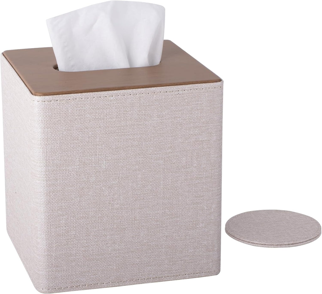 Tissue Box Cover Square, Decorative PU Leather Cube Tissue Holder