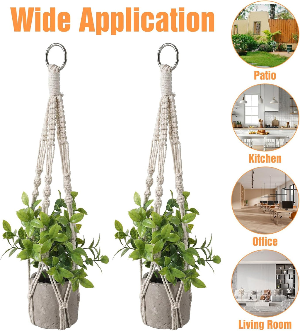 2 Pack Macrame Plant Hanger, Small Macrame Plant Hangers with Hooks