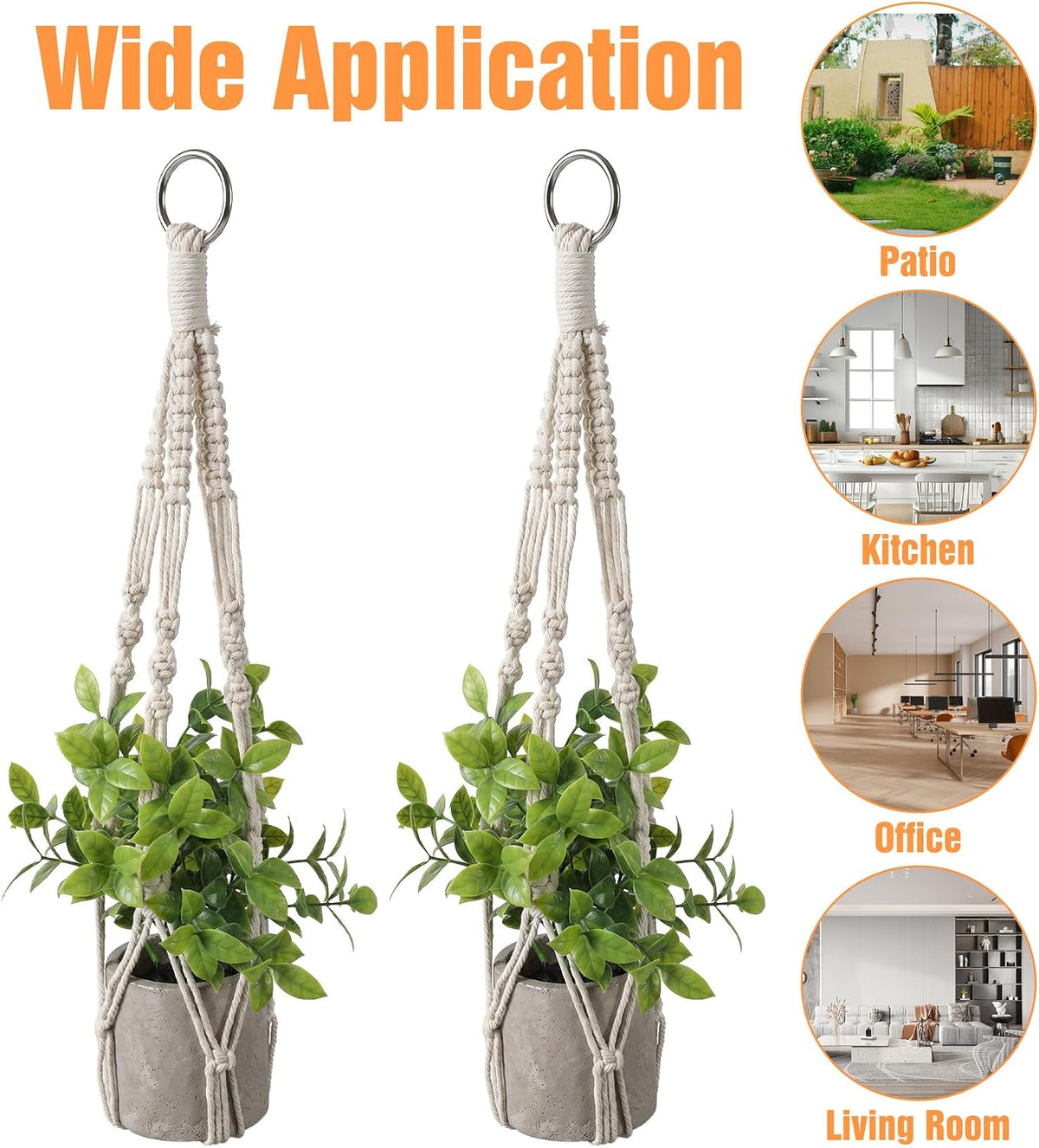 2 Pack Macrame Plant Hanger, Small Macrame Plant Hangers with Hooks