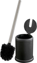 Bath Bliss Toilet Brush and Holder | Self Closing Lid | 360 Degree Brush Head | Bathroom Cleaning | Compact Size | Storage and Organization | Matte Black