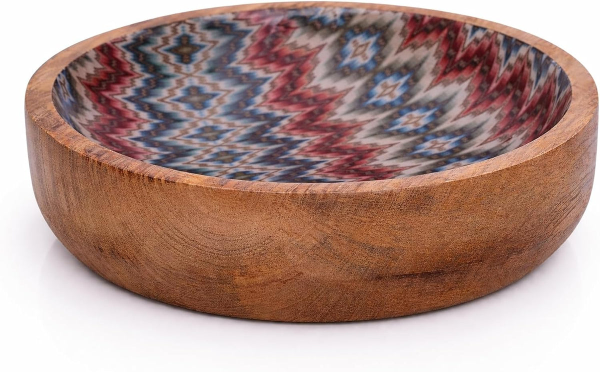 Handmade Wooden Snack Serving & Key Bowl, Decorative Countertop, 6 Inches