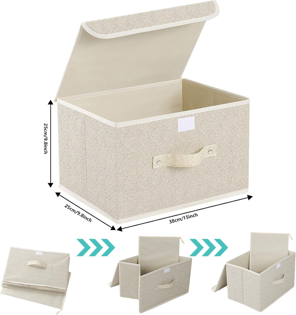 Storage Bins with Handles,Grey and Beige,15x9.8x9.8in,1 Pack