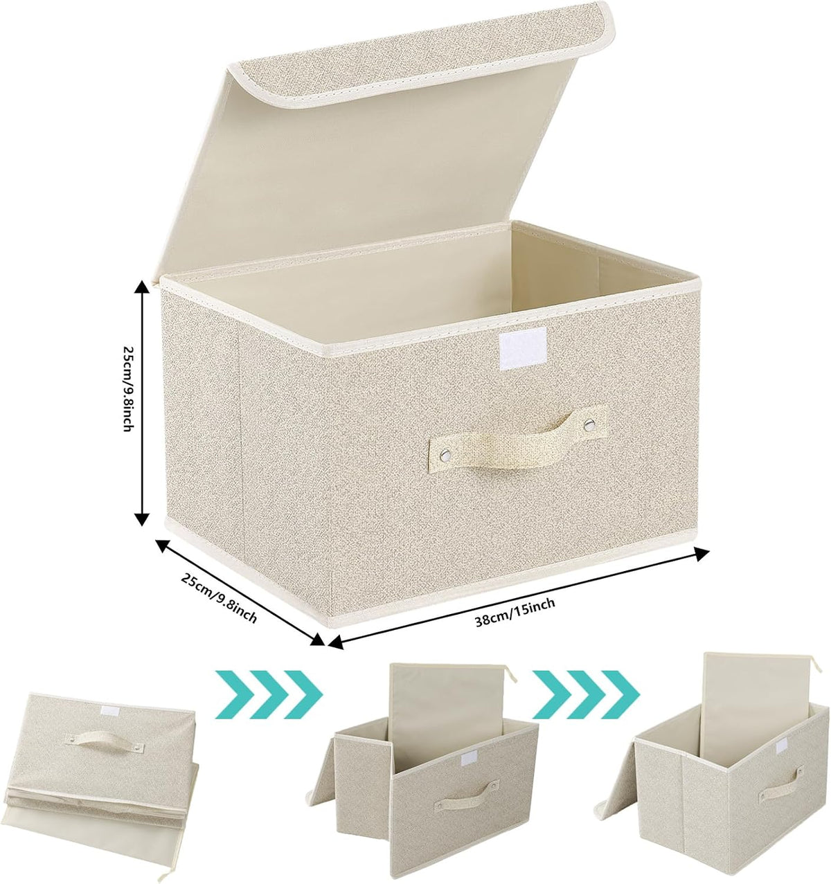 Storage Bins with Handles,Grey and Beige,15x9.8x9.8in,1 Pack