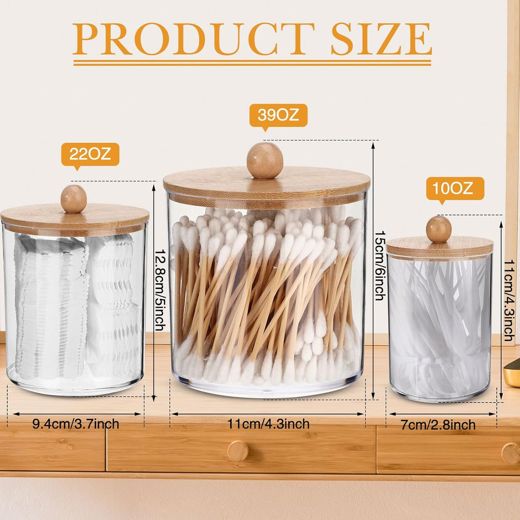 Meanplan 9 Pack Clear Acrylic Apothecary Jars with Bamboo Spherical Lids