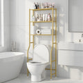Livilord 3-Tier Over The Toilet Storage Rack, Space Saver Metal Bathroom Shelves, Freestanding Over Toilet Bathroom Organizer for Bathroom/Living Room (Gold)