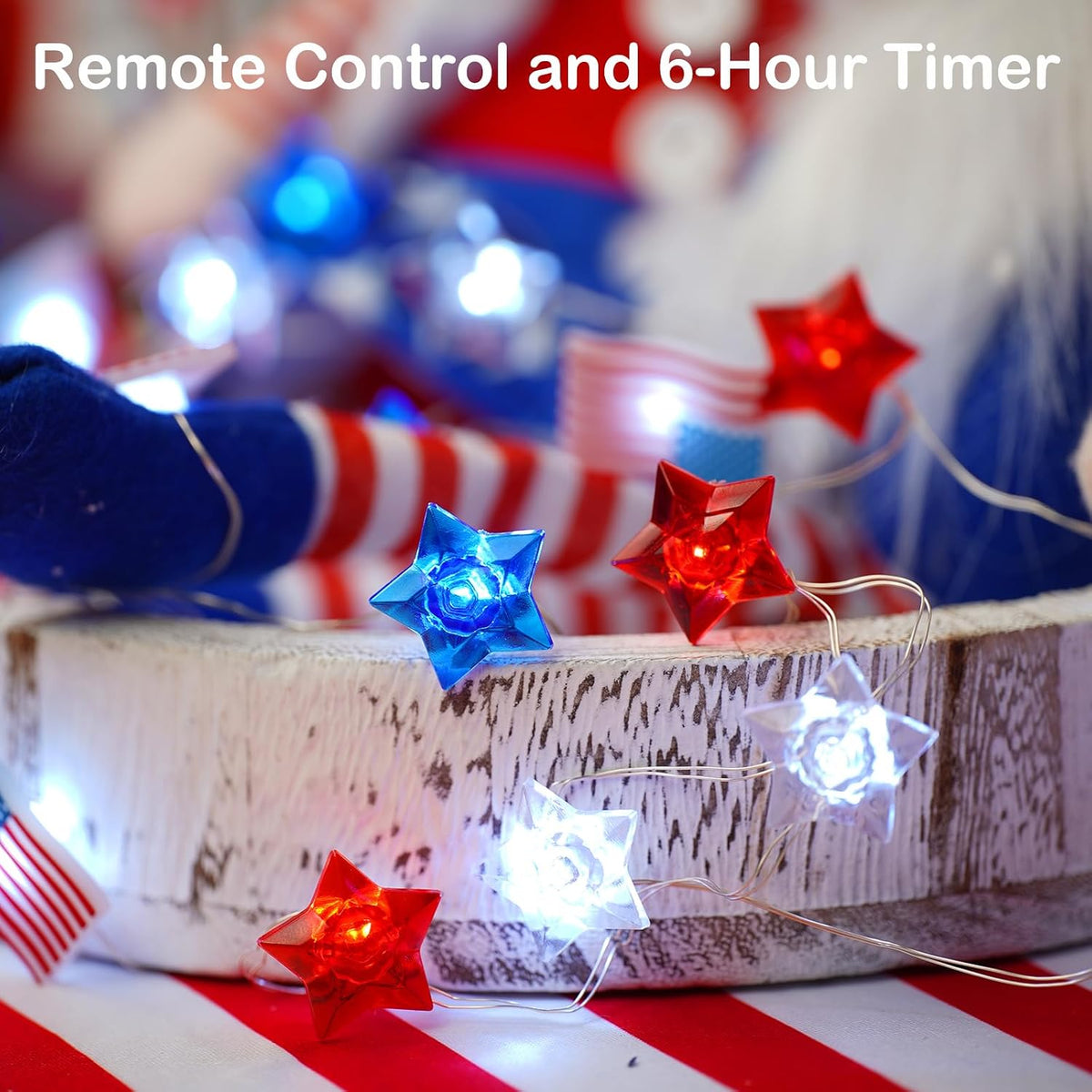 BOHON 4th of July Decorations Battery Operated String Lights with Remote