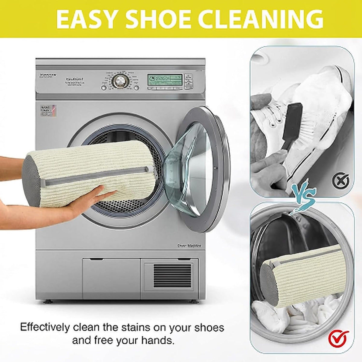 Shoe Washing Machine Bag，2PCS Laundry Shoe Bags for Sneaker，Washer and Dryer Reusable Shoes Cleaning Bag for All Shoe Sizes - Cream