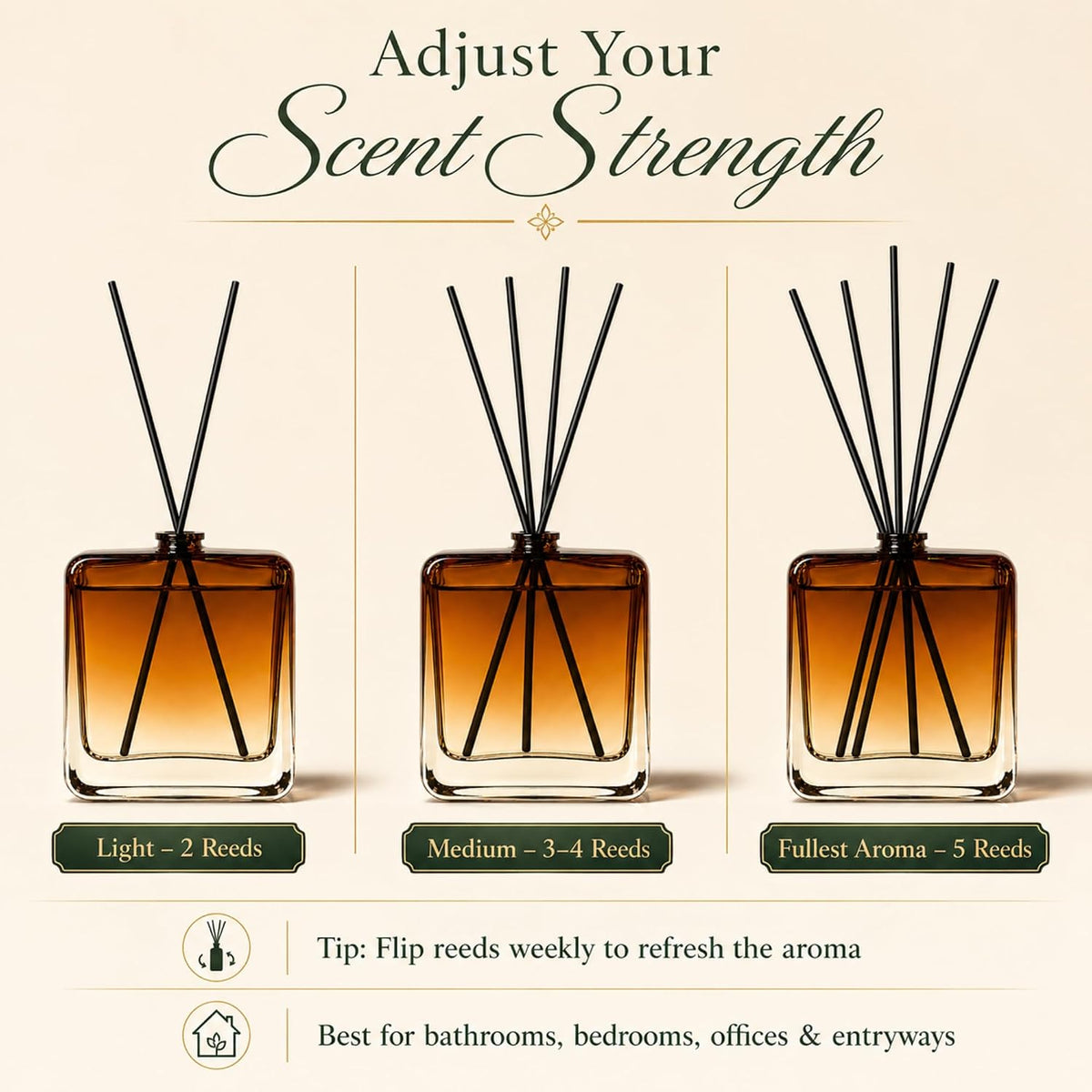 Reed Diffuser Set for Home Fragrance – 100ml Aromatherapy Diffuser with Reed Sticks, Long Lasting Flameless Fragrance for Bedroom, Bathroom & Living Room, Decorative Glass Bottle Home Gift