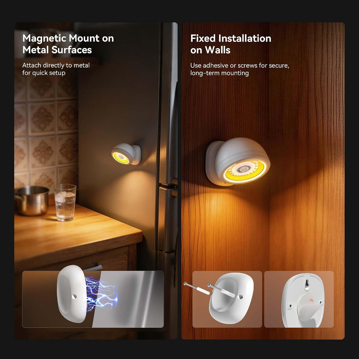 Hopedone 360° Magnetic Motion Sensor Wall Light, Detachable, 1 Pack