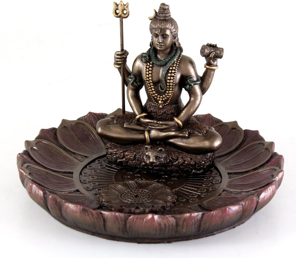 Top Collection Hindu God Shiva in Meditation Round Incense Holder Plate Incense Burner