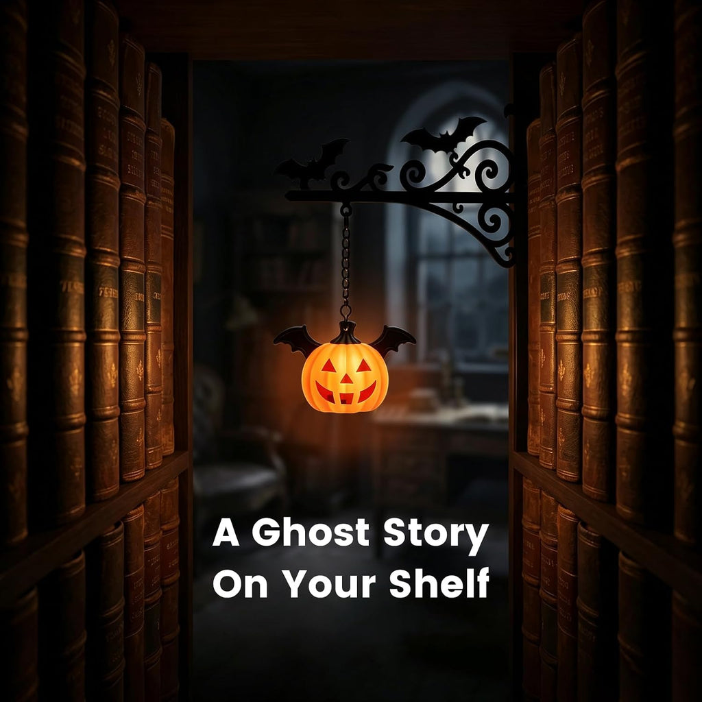 Halloween Lights Mini Lantern for Book Shelf,Pumpkin Hanging Lamp Book Ends
