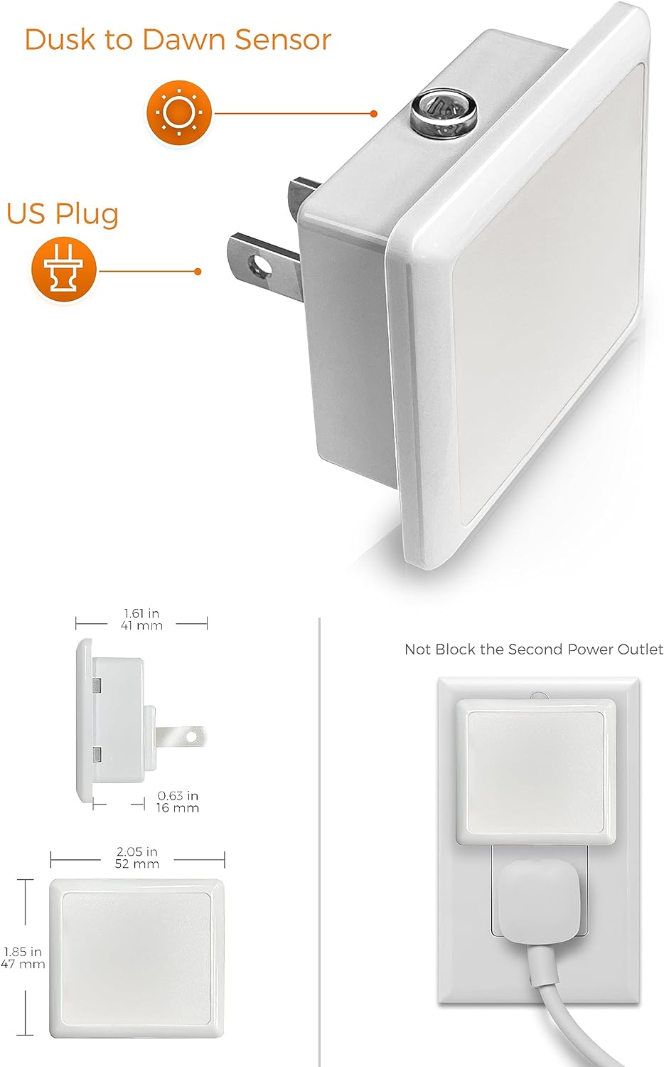 L LOHAS LED Night Lights Plug into Wall 2-Pack, 0.3W Plug in Night Light