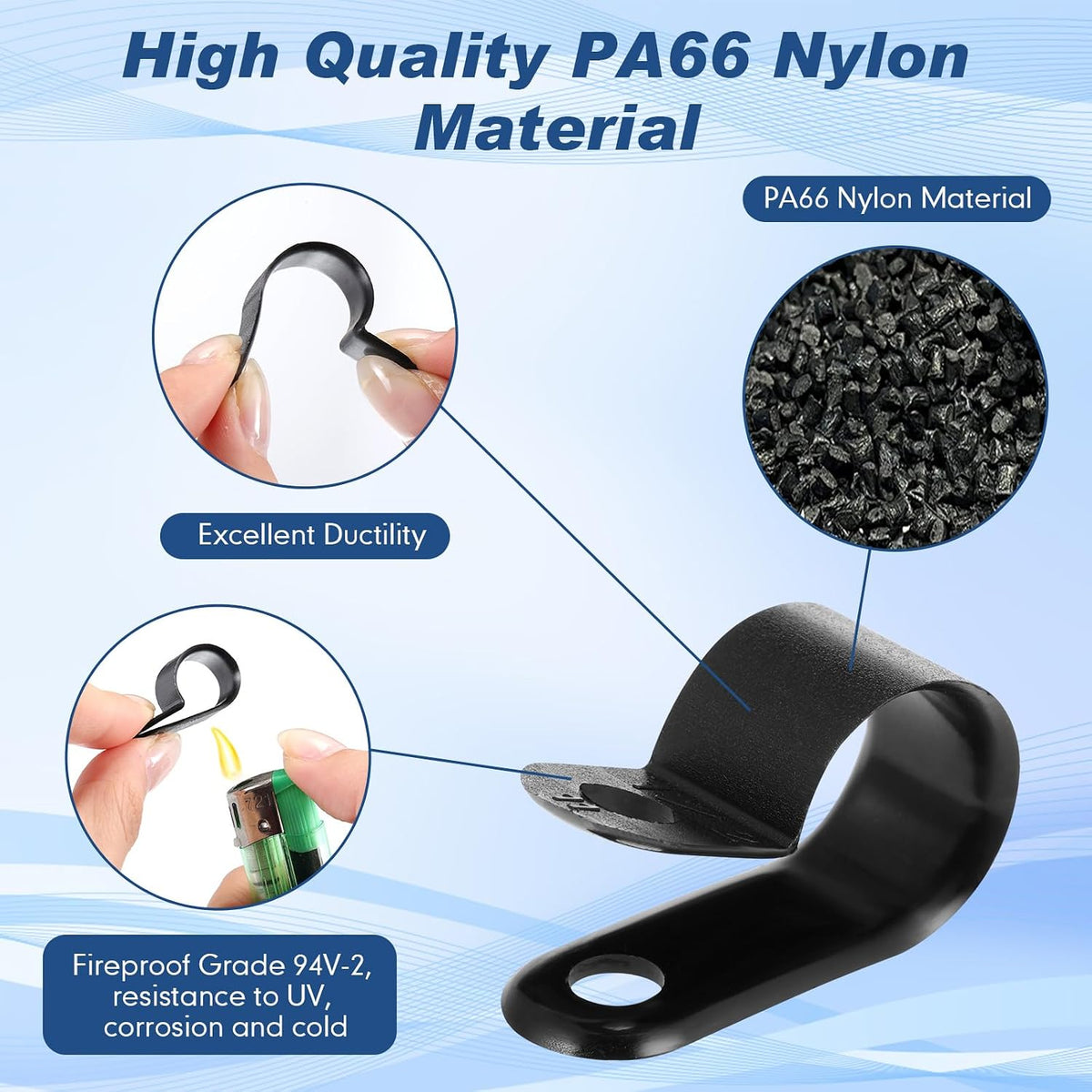 Hicarer 100 Pcs R-Type Cable Clips with Screws Wire Cord,Black,1/2inch