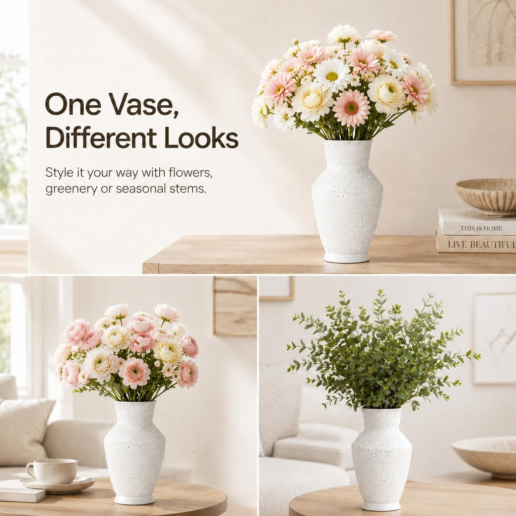 Nawaza Ceramic Flower Vase Small Farmhouse Table Decor Vase White V11
