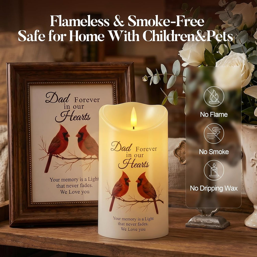 Homemory Cardinal Memorial Candle Sympathy Gifts for Loss of Loved One, Dad