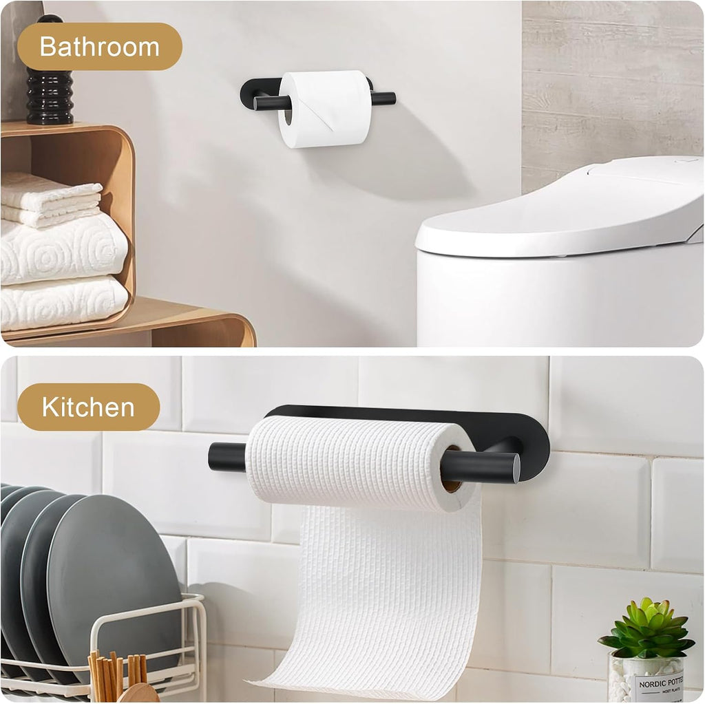Matte Black Self Adhesive Toilet Roll Paper Holder No Drill for Bathroom