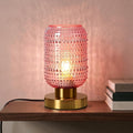 ZYER 8.9in Pink Table Lamp, Touch Control Bedside Lamp, Small Vintage Lamp
