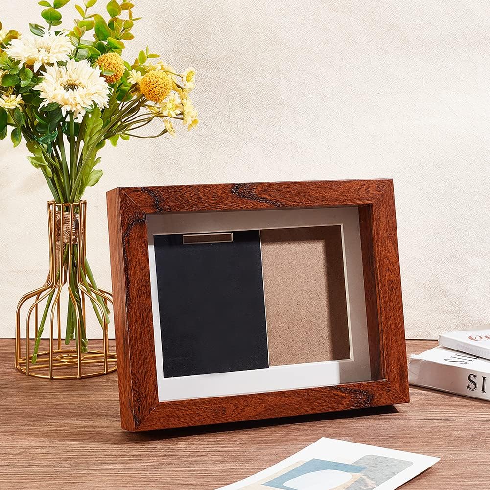 OLYCRAFT Medal Display Shadow Box Natural Wood Frame 6.9x7.2x9 Inch Brown Medal Display Case with Acrylic Window for Military Medals Beach Tags Jewelry Pins Pin Enthusiast Collectibles