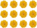MECCANIXITY Artificial Rhinestone Chiffon Flower Heads, Gold Yellow Faux Flowers 2 Inch for DIY Craft Wedding and Party Decoration Pack of 12