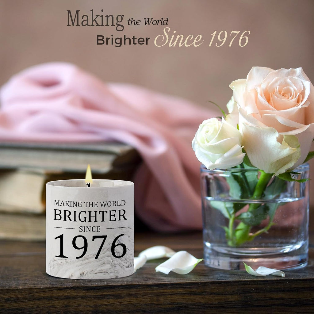 50th Birthday Gift for Her - Gifts for 50 Year Old Birthday Woman - 1976 Bday Gifts for Women - 50 Year Old Present Idea for Her Him, 6oz Lavender Ceramics Candle