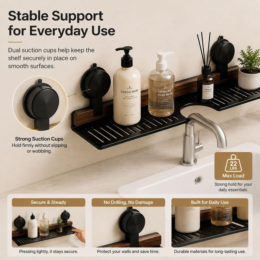 Bathroom Over Sink Shelf, 19.7 Inch No Drill Sink Organizer