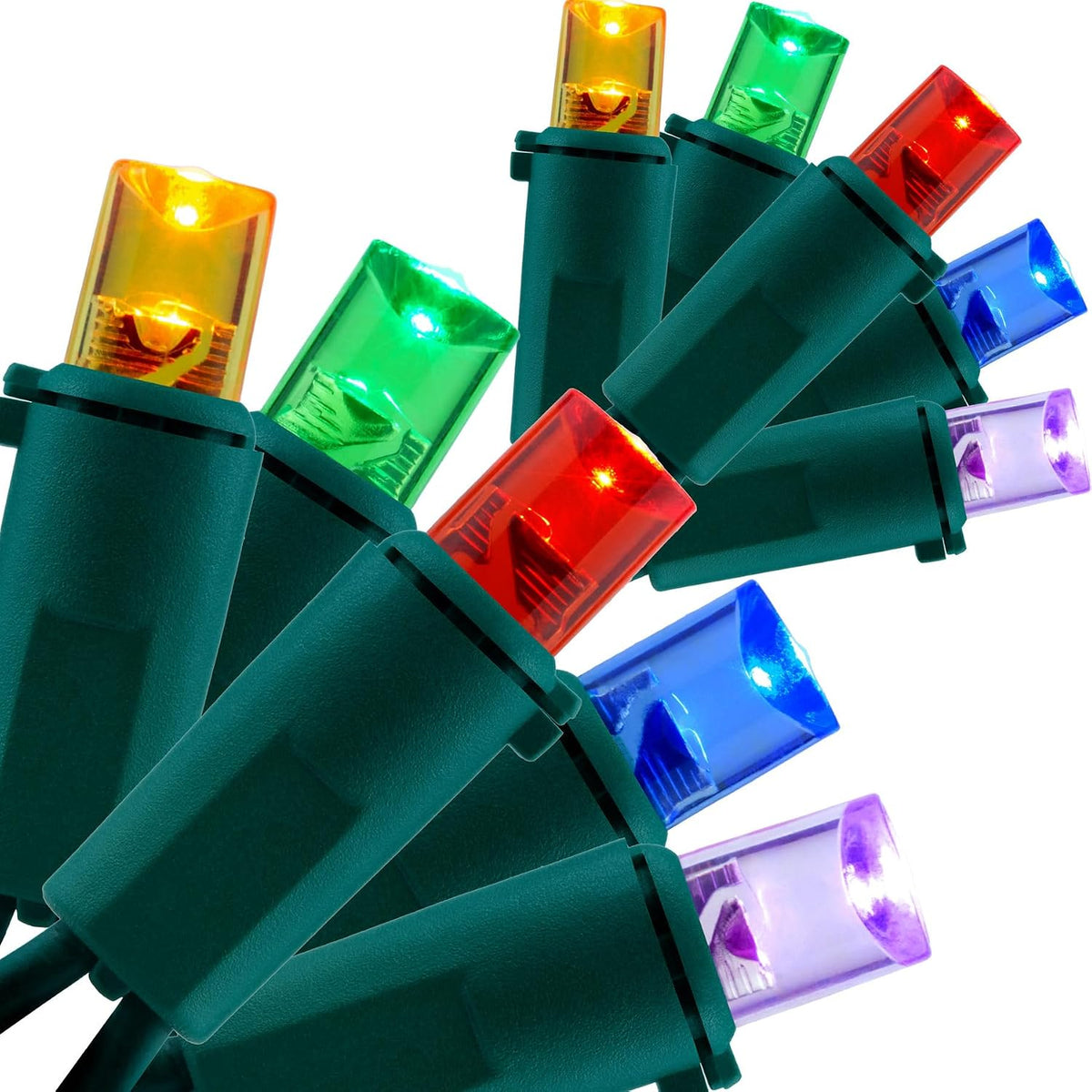 YULETIME 200 Multicolor Christmas Lights, 2-Set 25 ft 100 Wide Angle LED