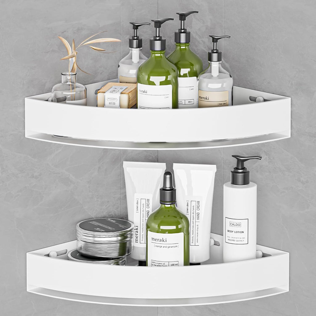 Wisfame Corner Shower Shelves Set of 2, Metal Shower Caddy No Drilling
