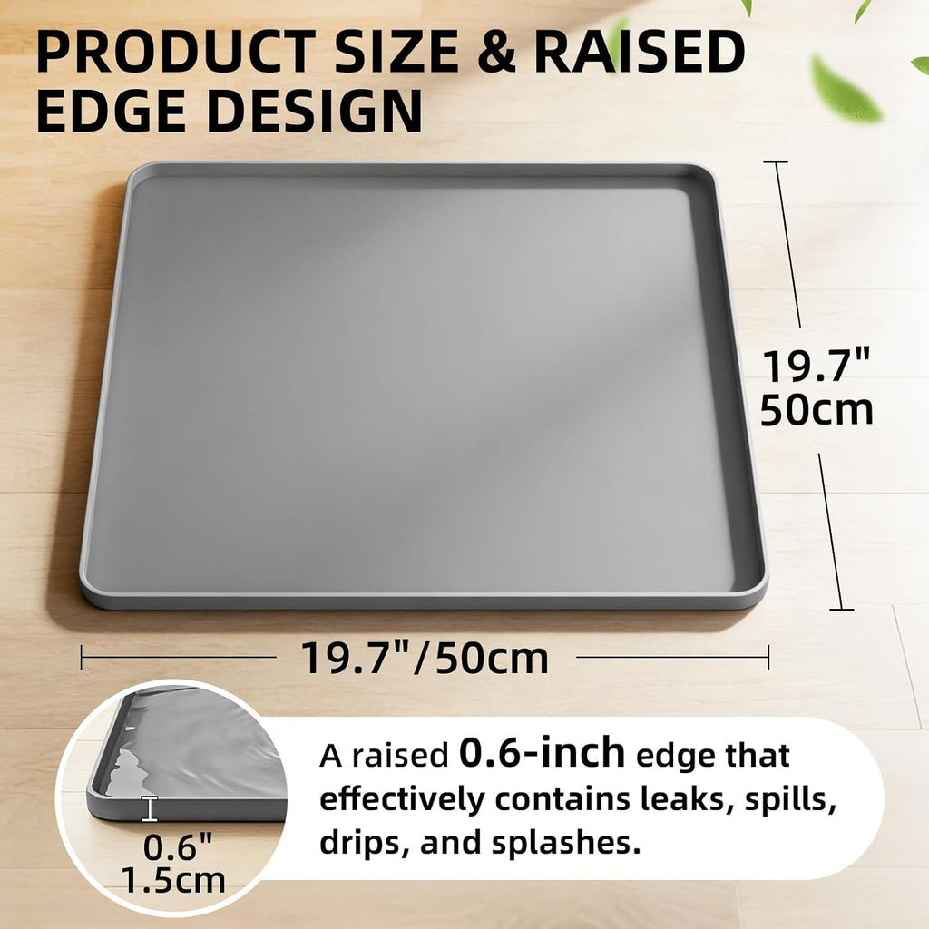 Water Cooler Mat, Waterproof Silicone Tray 19.7"x19.7", Gray