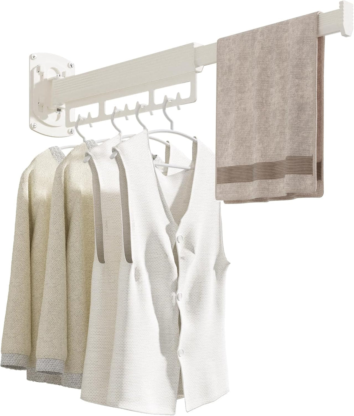 Wall Mounted Clothes Drying Racks for Small Spaces,Foldable,that Fits Suitable for Bathroom,Small Balcony,Apartment,RV,Easy to Install and Disassemble Durable (2 Sections-White)